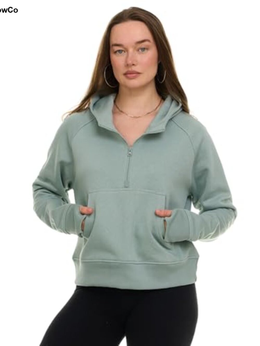 Womens Half Zip Hoodie Fleece Cropped Sweatshirt Quarter Zip Pullover